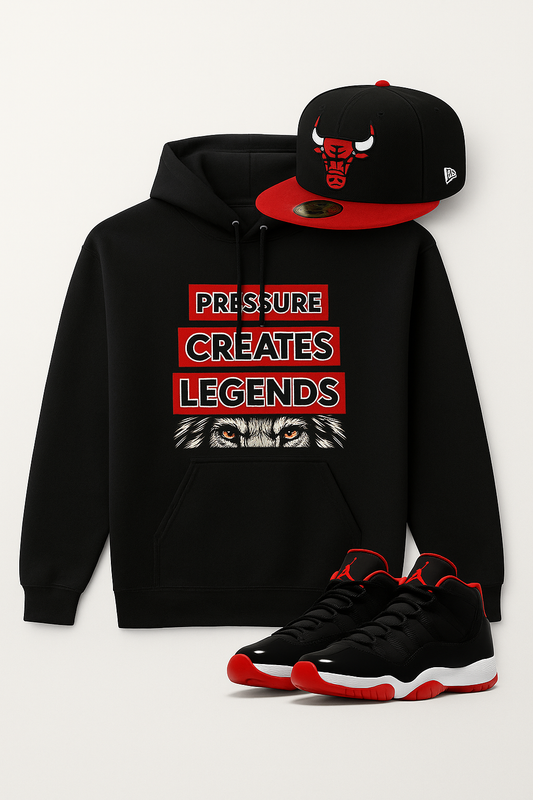 Pressure Creates Legends Hoodie – “Bred Energy” Edition