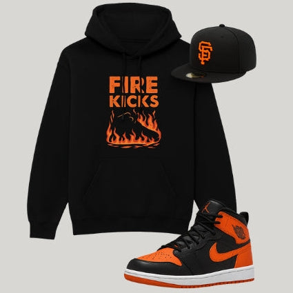 Fire Kicks Hoodie- Black and Orange Edition